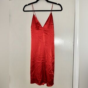 Bebe Red Satin Slip Dress